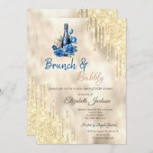 ワインブルーバラ金ゴールドドリップスブランチ&バブリー 招待状 (正面/裏面)