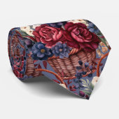 ワインブルーパープルブルーシャンパンローズピンクフラワーズ ネクタイ (ロール)
