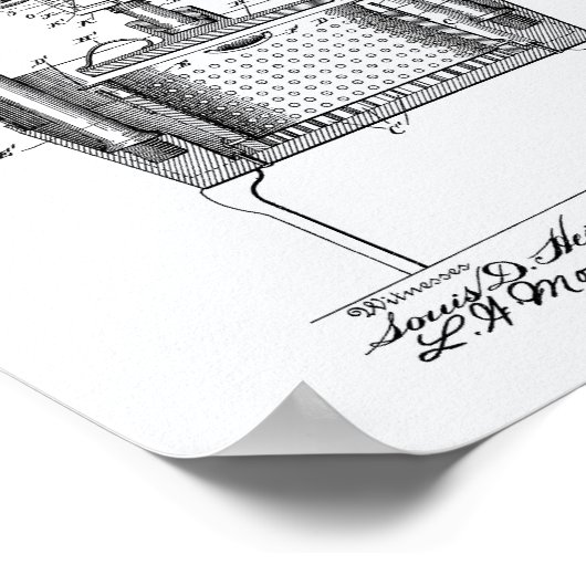 ワインプレス1903特許アートホワイト紙 ポスター (角)