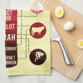 ワインペアリングガイド食品とワインおもしろい キッチンタオル (四つ折り)