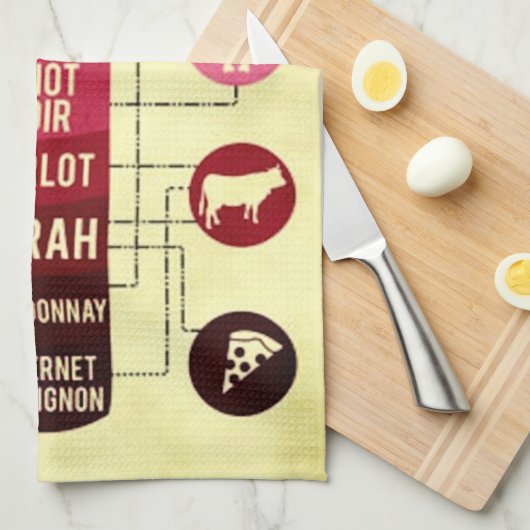 ワインペアリングガイド食品とワインおもしろい キッチンタオル (四つ折り)