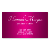 ワインホットピンクグラデーションクエレガントスクリプト マグネット名刺 (正面)