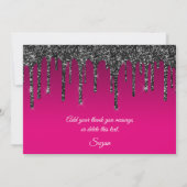 ワインホットピンクグラデーションブラックグリッタードリップ サンキューカード (裏面)