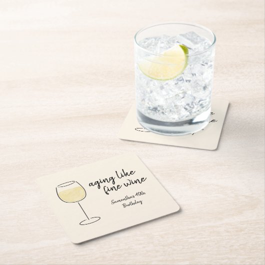 ワインホワイトワ素晴らしインガラス誕生日のような熟成 スクエアペーパーコースター (インサイチュ)