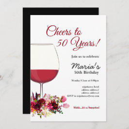 ワインボトルからの赤ワインの誘惑、乾杯！ 招待状