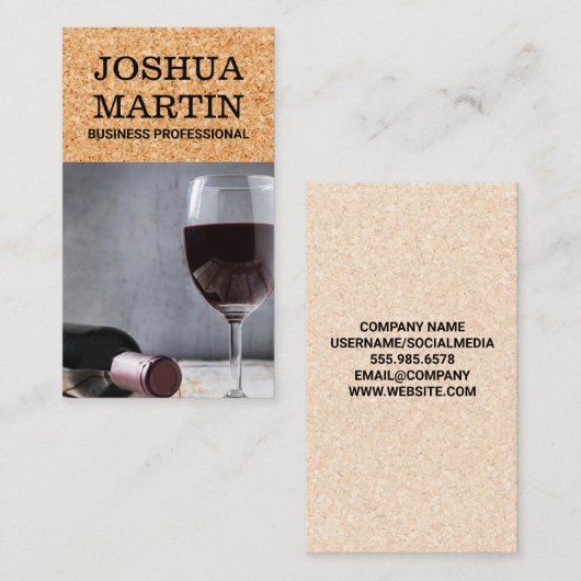 ワインボトルとガラスコークの背景 名刺 (正面/裏面)