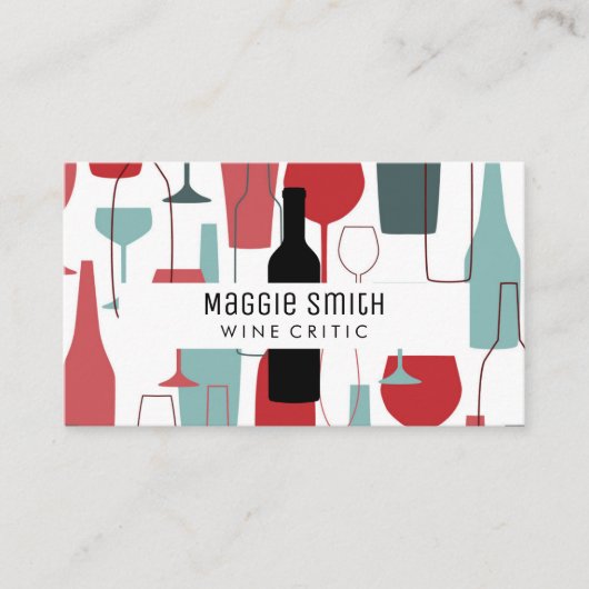 ワインボトルとガラス製品パターン 名刺 (正面)