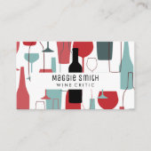 ワインボトルとグラスウェアの模様 名刺 (正面)