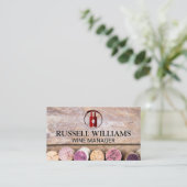 ワインボトルとグラス | テーブル上のコルク 名刺 (スタンド正面)