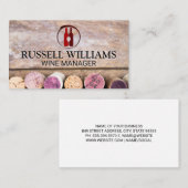 ワインボトルとグラス | テーブル上のコルク 名刺 (正面/裏面)