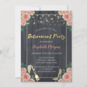 ワインボトルとグラス、ハイヒールとバラの還暦パーティ 招待状 (正面)