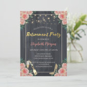 ワインボトルとグラス、ハイヒールとバラの還暦パーティ 招待状 (スタンド正面)