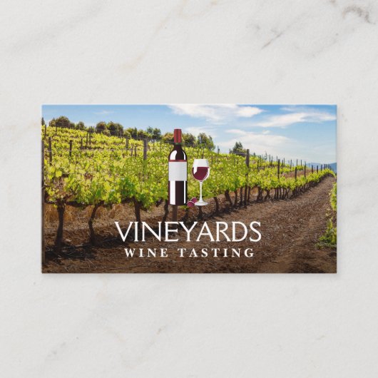 ワインボトルとグラス |ブドウ園 名刺 (正面)