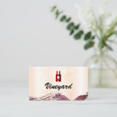 ワインボトルとグラス |ブラシ仕上げ 名刺 (スタンド正面)