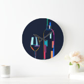 ワインボトルとグラス ラージ壁時計 (ホーム)