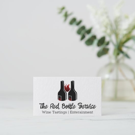 ワインボトルとグラス |ワイナリー 名刺 (スタンド正面)