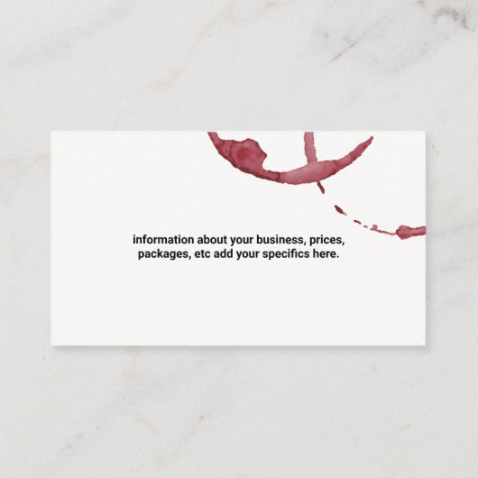 ワインボトルとグラス | ワインの汚れテクスチャ 名刺 (裏面)