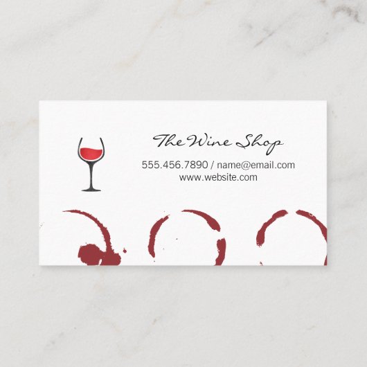ワインボトルとグラス |ワインの汚れ 名刺 (裏面)