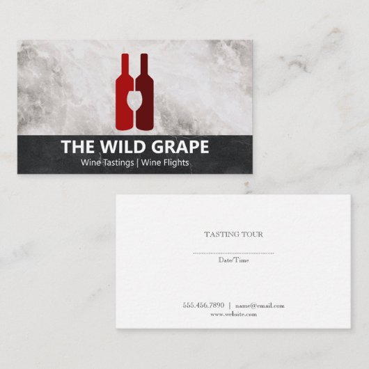 ワインボトルとグラス 名刺 (正面/裏面)