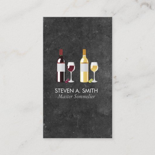 ワインボトルとグラス 名刺 (正面)