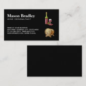 ワインボトルとグラス | 木製の樽 名刺 (正面/裏面)