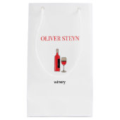 ワインボトルとグラス(白) スモールペーパーバッグ (正面)