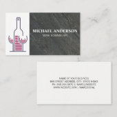 ワインボトルとグラス |石板 名刺 (正面/裏面)