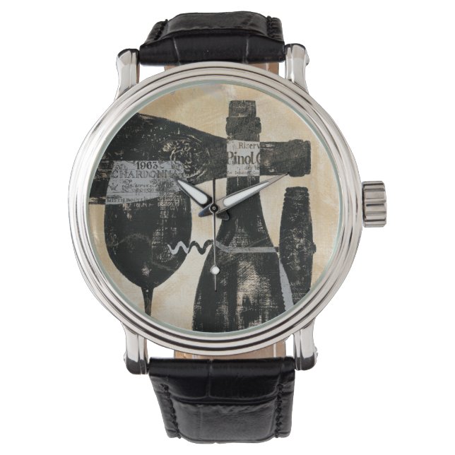 ワインボトルとグラス 腕時計 (正面)