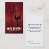 ワインボトルとグラス | 赤いテクスチャ 名刺 (正面/裏面)