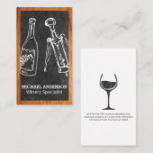 ワインボトルとコルクオープナー |ワイナリー 名刺 (正面/裏面)