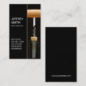 ワインボトルとコルクスクリュー | 開口部のボトル 名刺 (正面/裏面)