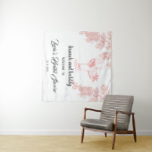 ワインボトルとシャンパンのレトロなウェディングシャワーのお出迎え タペストリー (インサイチュ(横))