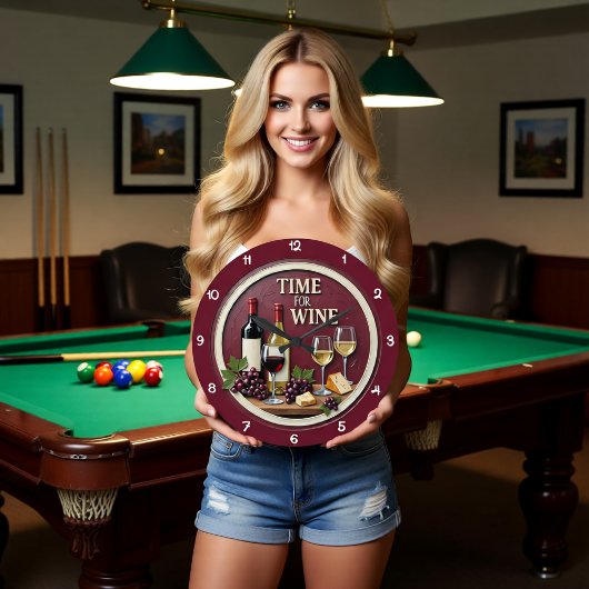 ワインボトルとチーズの時間 ラージ壁時計