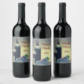 ワインボトルとブドウデザインワインラベル ワインラベル (ボトル)