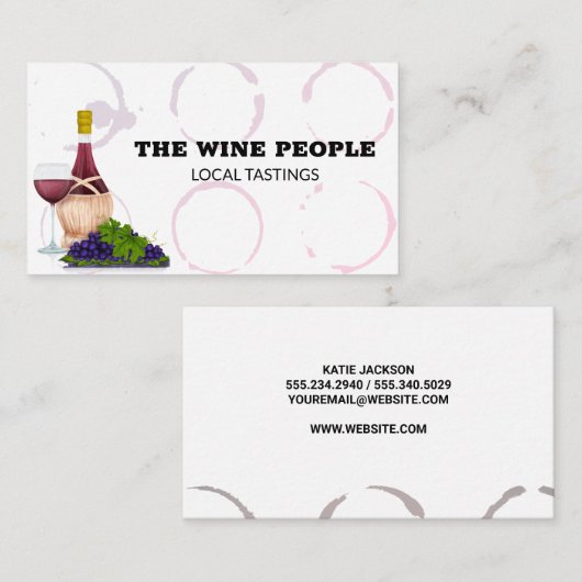ワインボトルとブドウ |ワイナリー |ワインの汚れ 名刺 (正面/裏面)