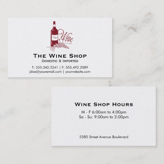 ワインボトルとブドウ 名刺 (正面/裏面)