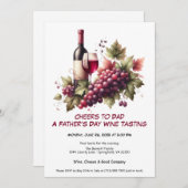 ワインボトルとブドウ – 父の日招待状 招待状 (正面/裏面)
