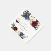 ワインボトルとブーゲンビリアのウェディングシャワーペーパーナプキン スタンダードカクテルナプキン (角)