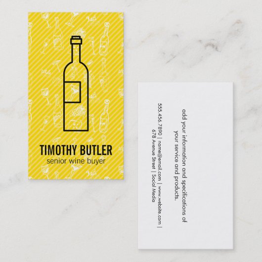 ワインボトルとワインのアクセサリパターン 名刺 (正面/裏面)