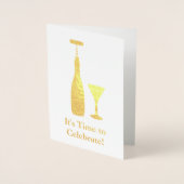 ワインボトルと栓抜き - クラシックなお祝い 箔カード (正面)