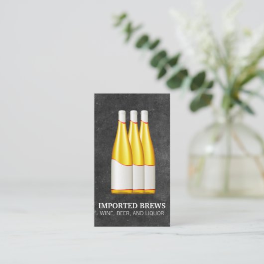 ワインボトルと石板 名刺 (スタンド正面)