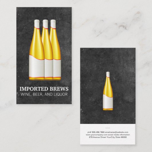 ワインボトルと石板 名刺 (正面/裏面)