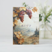 ワインボトルと葡萄の水彩画 出欠カード (スタンド正面)