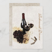 ワインボトルと葡萄-リハーサルディナー 招待状 (正面/裏面)