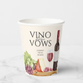 ワインボトルと誓いの前のおしゃれな食事プレート ブライダルシャワー 紙コップ (正面)