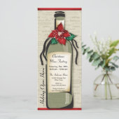 ワインボトルと遊び心あふれるホリデーパーティーの招待状 招待状 (スタンド正面)