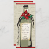 ワインボトルと遊び心あふれるホリデーパーティーの招待状 招待状 (正面/裏面)
