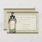 ワインボトルと遊び心あふれる招待状カード 出欠カード (正面/裏面)