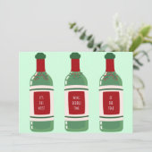 ワインボトルと面白いクリスマスカード シーズンカード (スタンド正面)