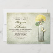 ワインボトルと黄色の花のブライダルシャワー招待状 招待状 (正面)